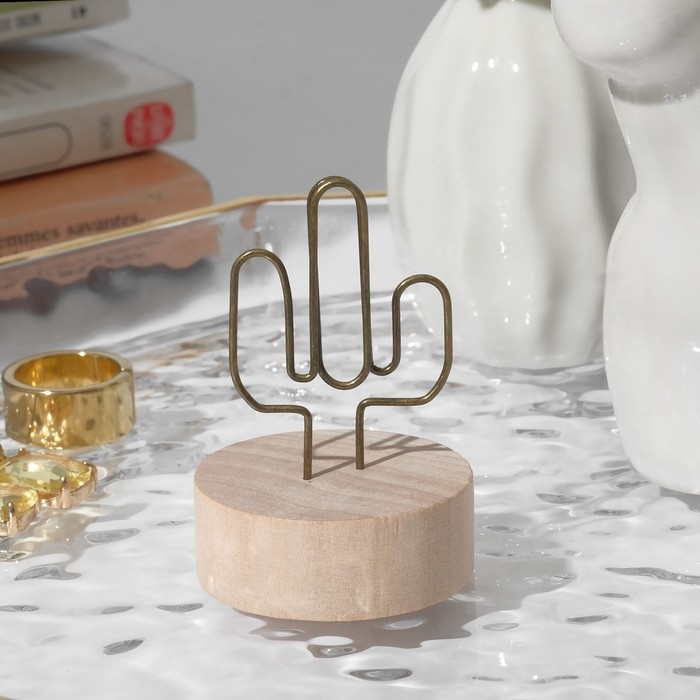 Ценникодержатель с зажимом «Кактус», 4×4×5,5 см, цвет чернёное золото Ценникодержатель с зажимом «Кактус», 4×4×5,5 см, цвет чернёное золото