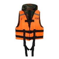 Жилет спасательный Flinc двухсторонний 100 кг (оранжевая основа, камуфляж внутри) Жилет спасательный Flinc двухсторонний 100 кг (оранжевая основа, камуфляж внутри)