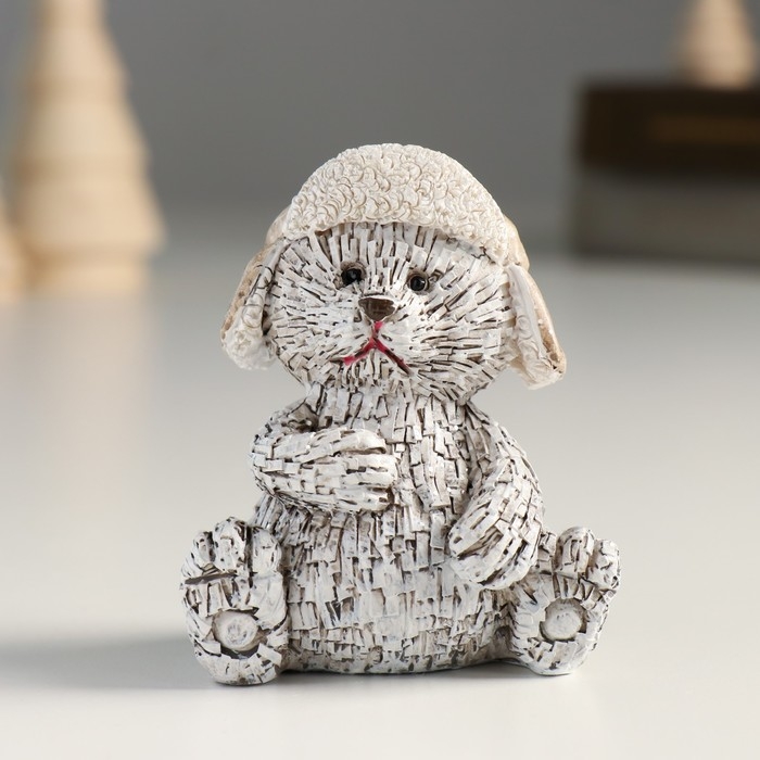 Сувенир полистоун Сувенир полистоун "Мишка в шапке-ушанке, сидит" серый МИКС 6х5х7,5 см