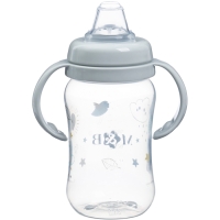 Поильник - непроливайка детский с мягким носиком &laquo;M&B&raquo;, 270 мл., с ручками, цвет серый