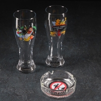 Набор &laquo;Приколы&raquo;, 2 бокала для пива 300 мл, пепельница