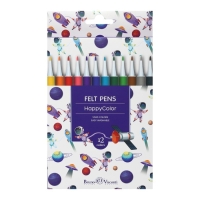 Фломастеры 12 цветов BrunoVisconti HappyColor, МИКС Фломастеры 12 цветов BrunoVisconti HappyColor, МИКС