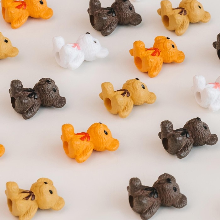 Миниатюра кукольная &laquo;Мишка&raquo;, набор 4 шт, размер 1 шт: 1,8&times;1,4&times;1,1 см, цвета МИКС