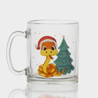 Кружка стеклянная чайная &laquo;Новогодние змейки&raquo;, 320 мл, МИКС