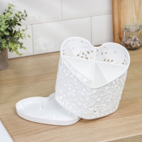 Подставка под столовые приборы «Сердце», 17×18,5×15,5 см, цвет белый Подставка под столовые приборы «Сердце», 17×18,5×15,5 см, цвет белый