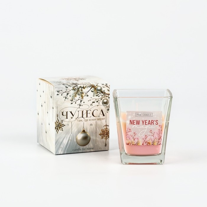 Свеча новогодняя &laquo;Новогодняя магия&raquo;, на Новый год, аромат мед+грейпфрут, 6,8 х 8 см