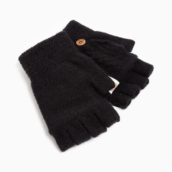 Митенки женские MINAKU однослойные, р-р 23 см, цв.чёрный Митенки женские MINAKU однослойные, р-р 23 см, цв.чёрный