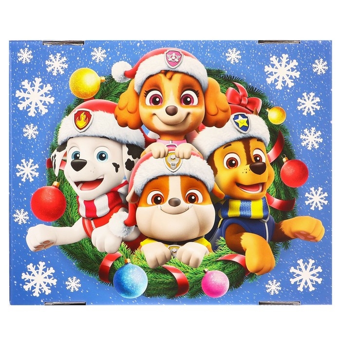 Новый год. Коробка подарочная с крышкой, "Счастливый Новый год", 31 х 25,5 х 16 см, Щенячий патруль