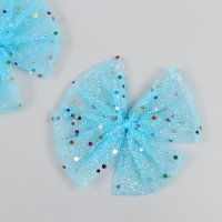 Декор для творчества "Бант из Фатина" голубой, 9 см (набор 2 шт) Декор для творчества "Бант из Фатина" голубой, 9 см (набор 2 шт)