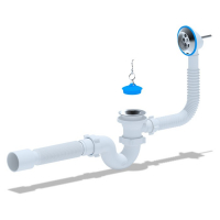 Комплект для ванны "АНИ Пласт" E155: сифон с выпуском, переливом 1 1/2", гибкая труба Комплект для ванны "АНИ Пласт" E155: сифон с выпуском, переливом 1 1/2", гибкая труба