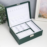 Шкатулка кожзам для украшений "Тёмно-зелёная матовая" 9х23х17 см Шкатулка кожзам для украшений "Тёмно-зелёная матовая" 9х23х17 см