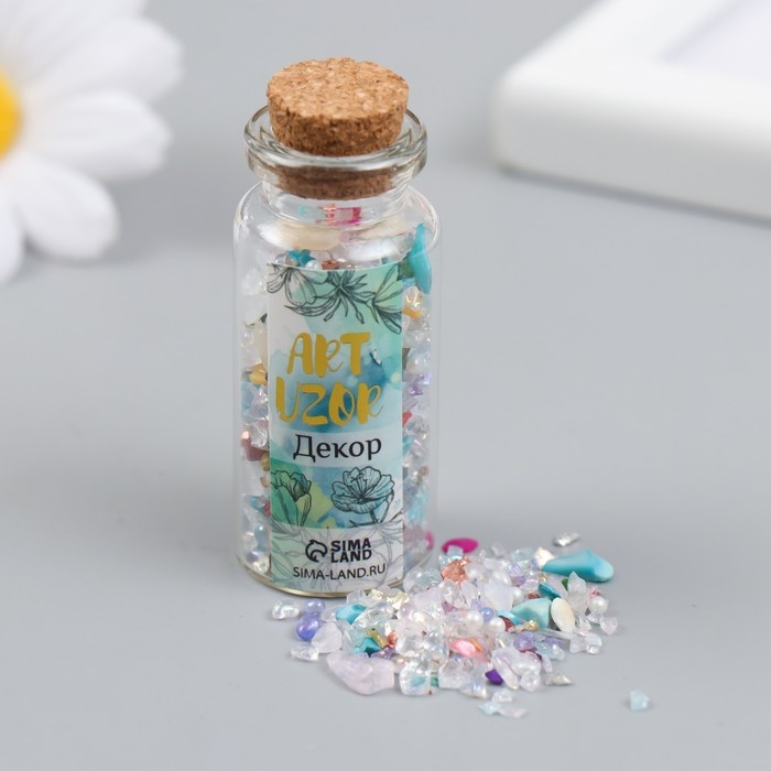 Декор для творчества в баночке "Природный камень с перламутром - голубой" 20 гр 5х2,2х2,2 см   93694