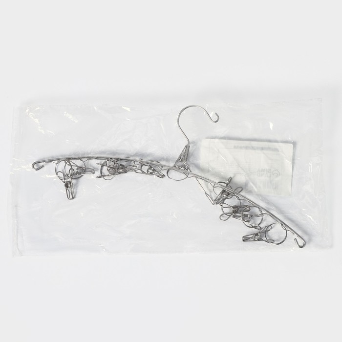 Сушилка для белья подвесная Доляна, 10 прищепок, 40&times;1&times;15 см, металл, цвет серебряный