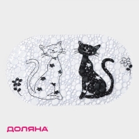 Коврик противоскользящий в ванну на присосках Доляна &laquo;Кошечки&raquo;, 38&times;67,5 см, цвет белый