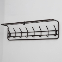 Вешалка настенная с полкой, 8 крючков, 97,5&times;22&times;26,5 см, цвет медный антик