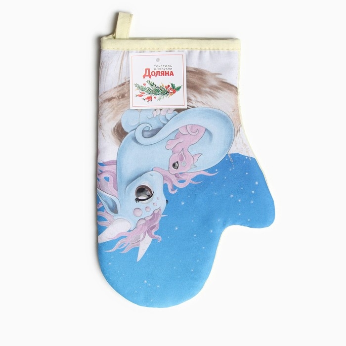 Новый год.Варежка-прихватка Доляна "Семейное счастье" 20х28 см, 35% хл, 65% пэ, ватин 250 г/м2
