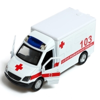 Машина металлическая &laquo;Скорая&raquo;, 1:32, свет и звук, инерция, открываются двери