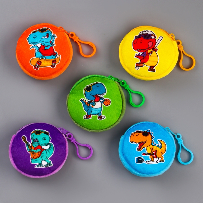 Кошелёк детский для мальчика в шоубоксе «Динозаврик», плюш, цвет МИКС Кошелёк детский для мальчика в шоубоксе «Динозаврик», плюш, цвет МИКС