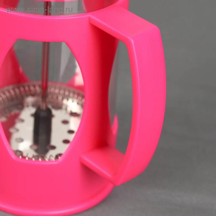 Чайник заварочный френч - пресс Доляна «Оливер», 600 мл, стекло, цвет розовый фуксия Чайник заварочный френч - пресс Доляна «Оливер», 600 мл, стекло, цвет розовый фуксия