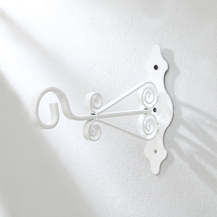 Кронштейн для кашпо кованый, 25 см, металл, белый Кронштейн для кашпо кованый, 25 см, металл, белый