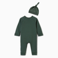 Новый год. Комбинезон с шапочкой Крошка Я "Еловые веточки", рост 68-74 см, зеленый