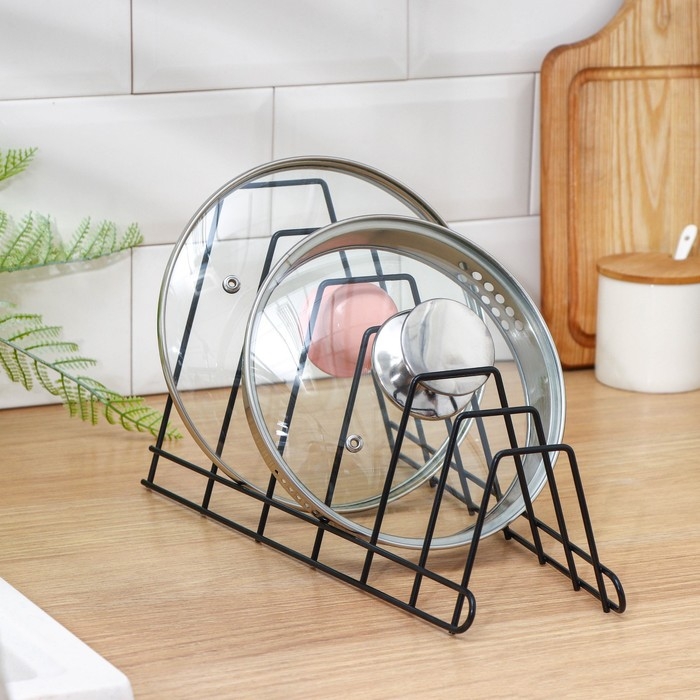 Подставка под крышки, 16&times;18&times;34 см, цвет чёрный