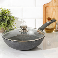 Сковорода «Гранит ВОК», d=28 см, стеклянная крышка, антипригарное покрытие, цвет серый Сковорода «Гранит ВОК», d=28 см, стеклянная крышка, антипригарное покрытие, цвет серый