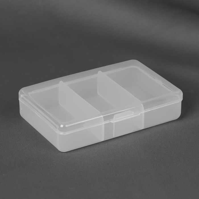 Органайзер для рукоделия, 3 отделения, 11 × 7 × 2,5 см, цвет прозрачный Органайзер для рукоделия, 3 отделения, 11 × 7 × 2,5 см, цвет прозрачный