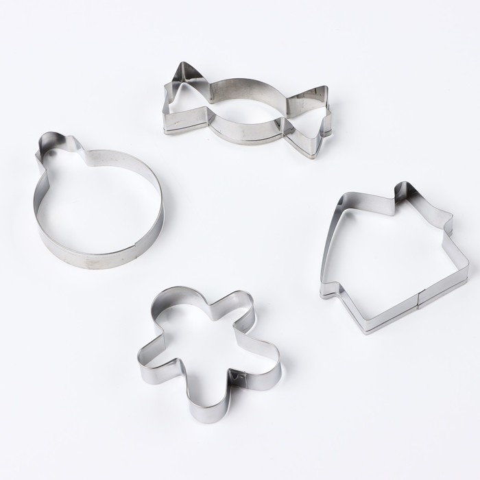 Новый год. Набор форм для печенья &laquo;Новогодняя почта&raquo;, металл, 4 шт