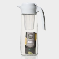 Кувшин для воды стеклянный с пластиковым фильтром Renga «Дэйзи», 1,5 л, 10×29 см, цвет серый Кувшин для воды стеклянный с пластиковым фильтром Renga «Дэйзи», 1,5 л, 10×29 см, цвет серый