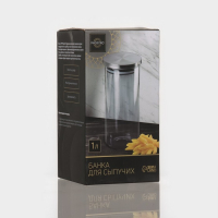 Банка стеклянная для хранения сыпучих продуктов Magistro &laquo;Стиль&raquo;, 1 л, 10,3&times;19 см, с металлической крышкой