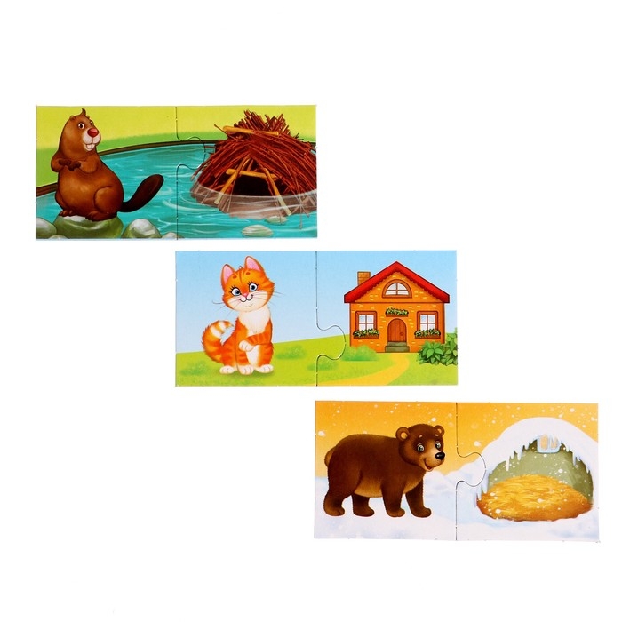 Парные пазлы «Кто где живёт?», 24 детали Парные пазлы «Кто где живёт?», 24 детали