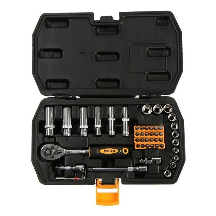 Набор инструмента DEKO DKMT49, трещотка с торцевыми головками и битами, 49 предметов Набор инструмента DEKO DKMT49, трещотка с торцевыми головками и битами, 49 предметов