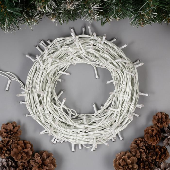 Гирлянда &laquo;Нить&raquo; 20 м, IP44, белая нить, 200 LED, свечение жёлтое, 8 режимов, 220 В