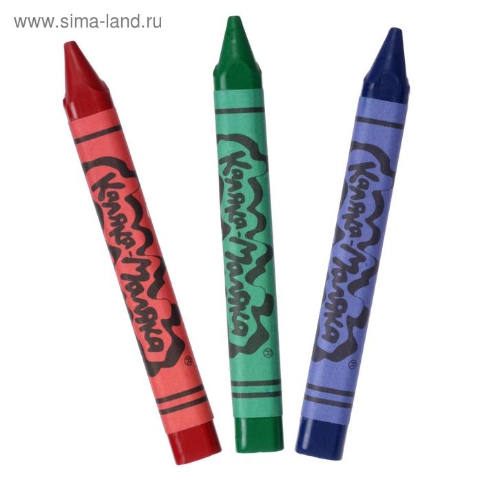 Мелки восковые 6 цветов, "Каляка-Маляка", трёхгранные