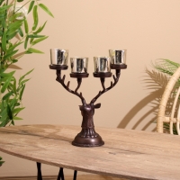 Подсвечник на 4 свечи "Олень" алюминий 26х13х30 см Подсвечник на 4 свечи "Олень" алюминий 26х13х30 см