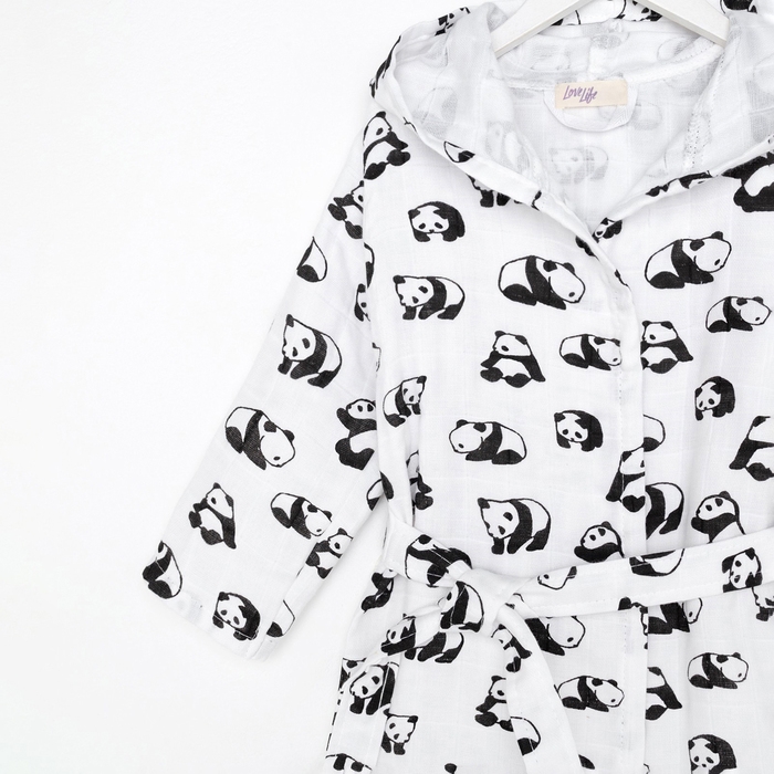 Халат детский муслиновый LoveLife &laquo;Панды&raquo; (2 года, рост 92-98 см) 100% хлопок, 235 гр/м2