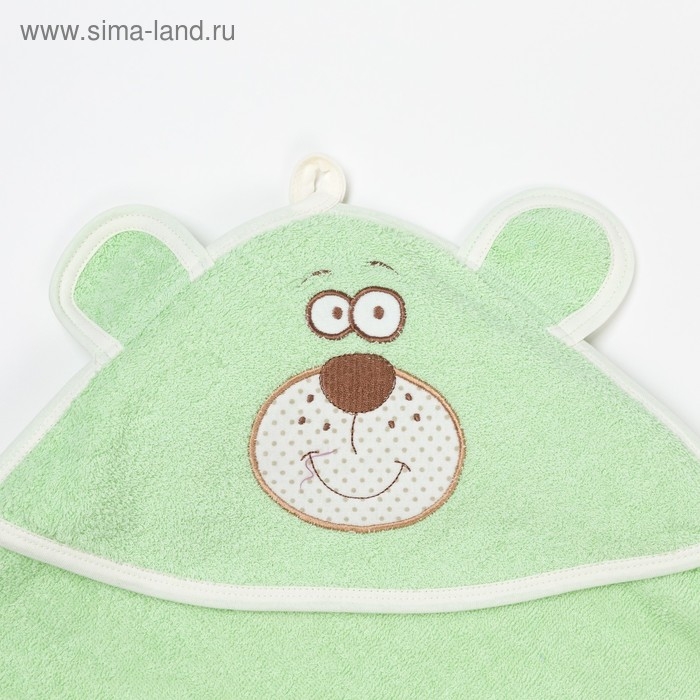 Набор для купания (полотенце-уголок, рукавица) с вышивкой «Мишка», размер 100х110 см, цвет зелёный Набор для купания (полотенце-уголок, рукавица) с вышивкой «Мишка», размер 100х110 см, цвет зелёный