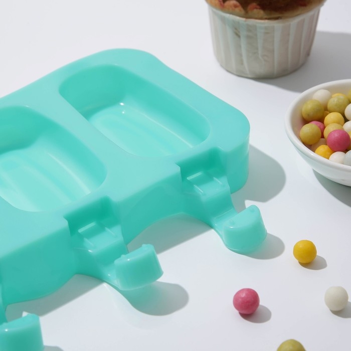 Форма для мороженого «Эскимо классика», силикон, 25,8×14,6×2,6 см, 4 ячейки, цвет МИКС Форма для мороженого «Эскимо классика», силикон, 25,8×14,6×2,6 см, 4 ячейки, цвет МИКС