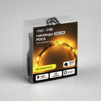 Гирлянда &laquo;Нить&raquo; 10 м роса, IP20, серебристая нить, 100 LED, свечение жёлтое, 12 В