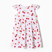 Платье для девочки "Вишни", цвет белый, рост 98-104