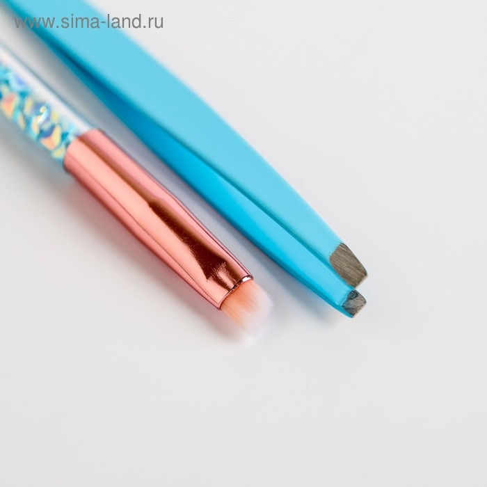 Подарочный набор для макияжа бровей &laquo;Единорог&raquo;, пинцет, кисть для макияжа, зеркало, трафарет, BEAUTY FOX