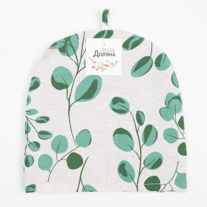 Грелка на чайник Доляна "Эвкалипт" 28х28 см, 100% хлопок, рогожка 164 г/м2
