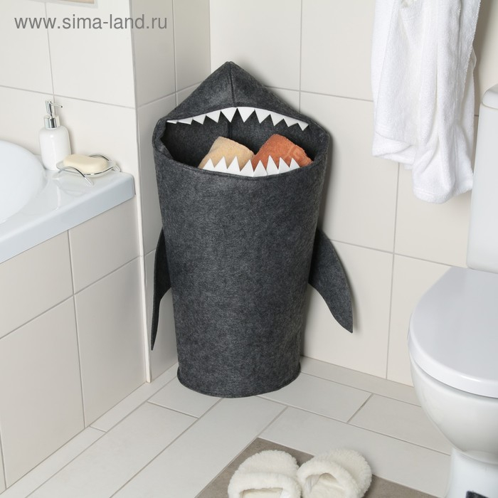Корзина для хранения Funny &laquo;Акула&raquo;, 31&times;26&times;75 см, цвет тёмно-серый