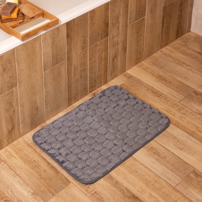 Коврик для ванной Этель «Ромбы», цв. светло-серый, 40х60 см Коврик для ванной Этель «Ромбы», цв. светло-серый, 40х60 см