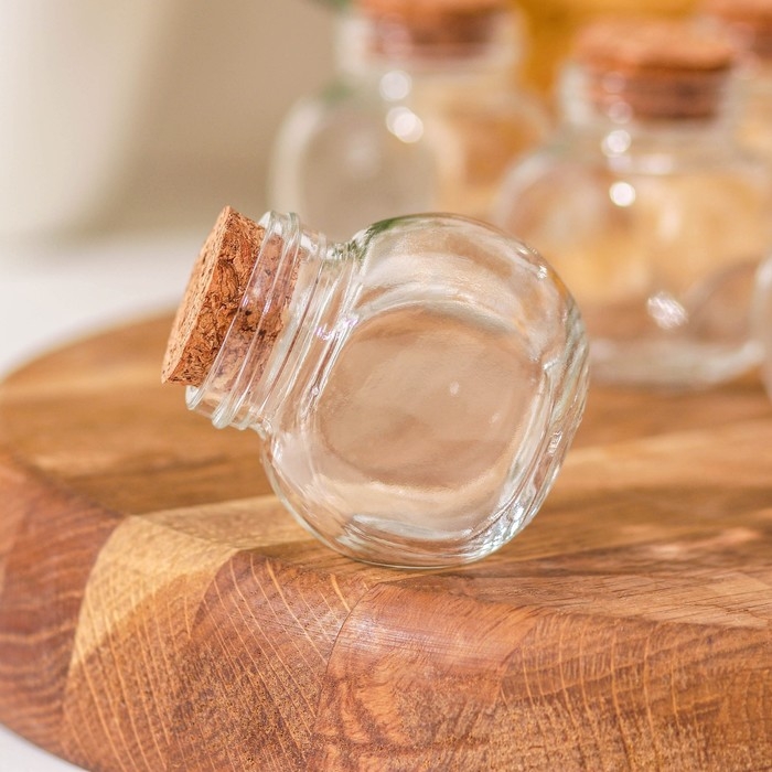 Набор баночек стеклянных для специй с пробковой крышкой Доляна &laquo;Парфе&raquo;, 50 мл, 5,4&times;4&times;5,4 см, 12 шт