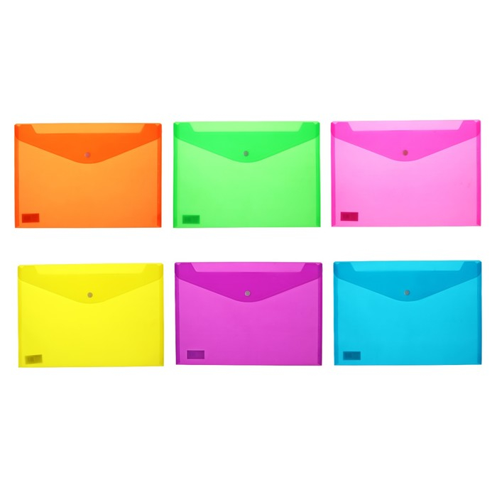 Набор папок-конвертов на кнопке А4, 180 мкр, 12 штук, рифлёная Набор папок-конвертов на кнопке А4, 180 мкр, 12 штук, рифлёная