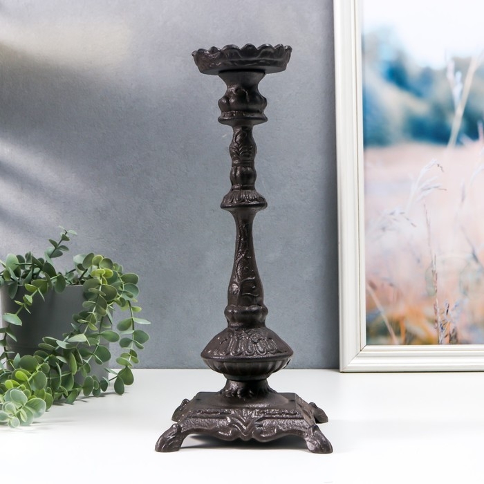 Подсвечник чугун на 1 свечу Подсвечник чугун на 1 свечу "Боярский" чёрный 37х16х16 см