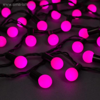 Гирлянда &laquo;Нить&raquo; 20 м с насадками &laquo;Шарики 1.5 см&raquo;, IP44, тёмная нить, 200 LED, свечение розовое, 8 режимов, 220 В