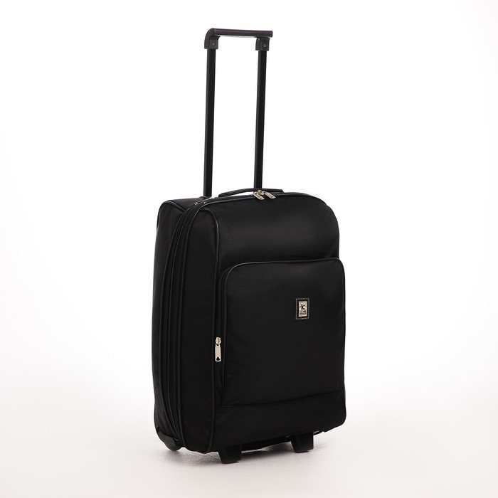 Чемодан малый 52 л (S), &laquo;Фабрика КАРТЕКС&raquo;, отдел на молнии, с расширением, наружный карман, 2 колеса, цвет чёрный